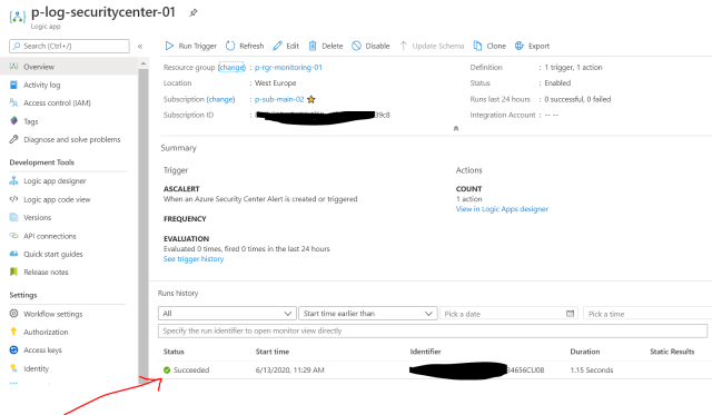Azure Logic App Runs History